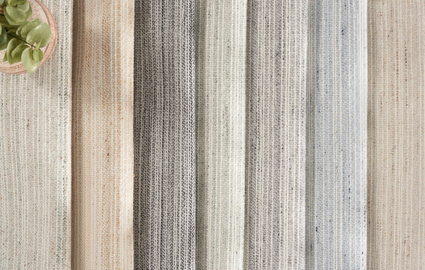 A grouping of samples of the Fauna Striae carpet.