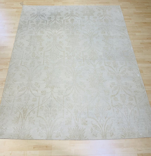 Royal Castle Ivory Wool and Silk Damask Rug