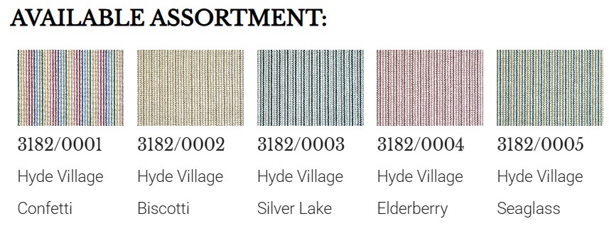 The 5 colors available in Stanton carpet style,  Hyde Villlage carpet.
