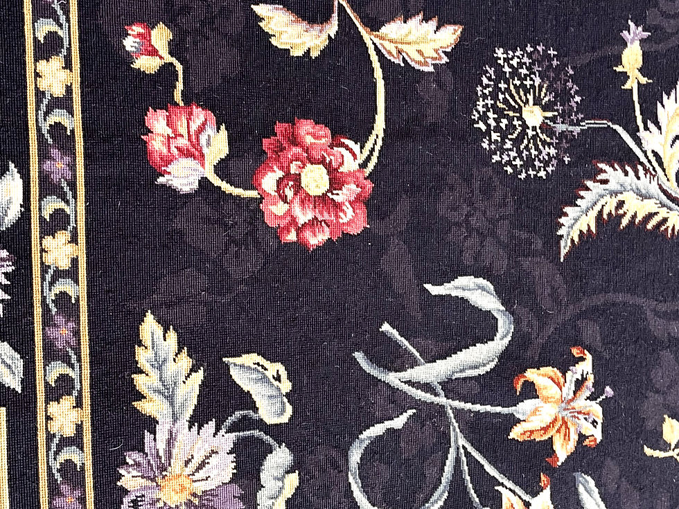 Thumbnail: Close up showing detail of Asmara floral design area rug.