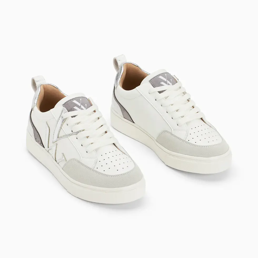 Thumbnail: Vanessa Wu - LUNA - White and silver monogram sneakers