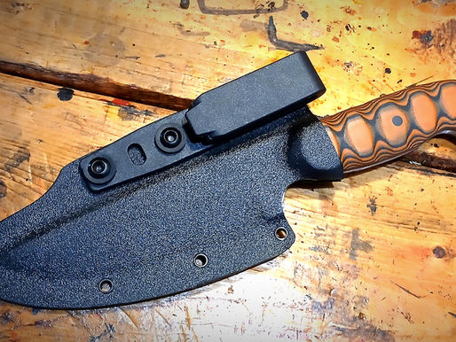 Custom ordered Damascus Hunter with Kydex Sheath, ready for pickup.