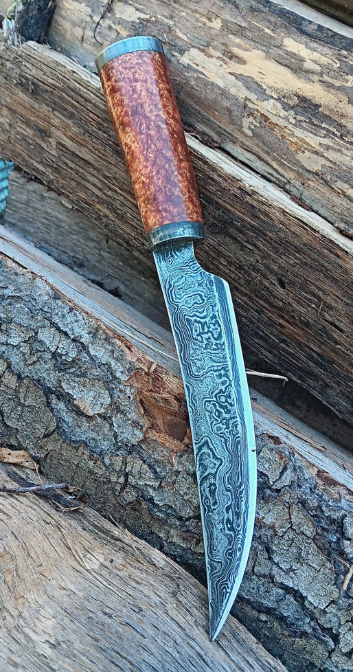 Custom-made Damascus Boning Knife with Kydex Sheath