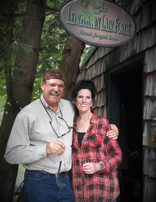 Nathan & Lindy visit LLForge from Magnolia, Texas to make a pair of hand forged wall hooks.