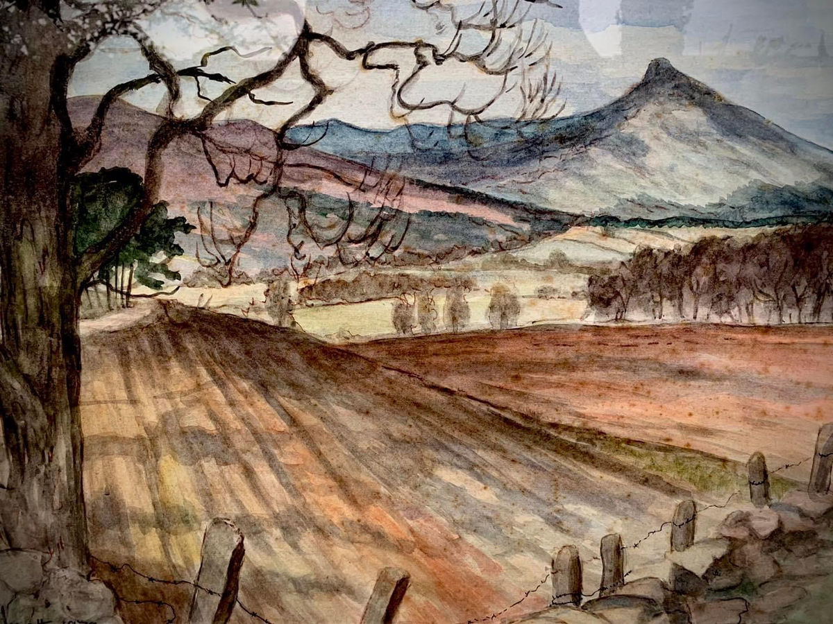 Lovely original watercolour of Bennachie by Helen Watt. 1979., photo 1 of 5