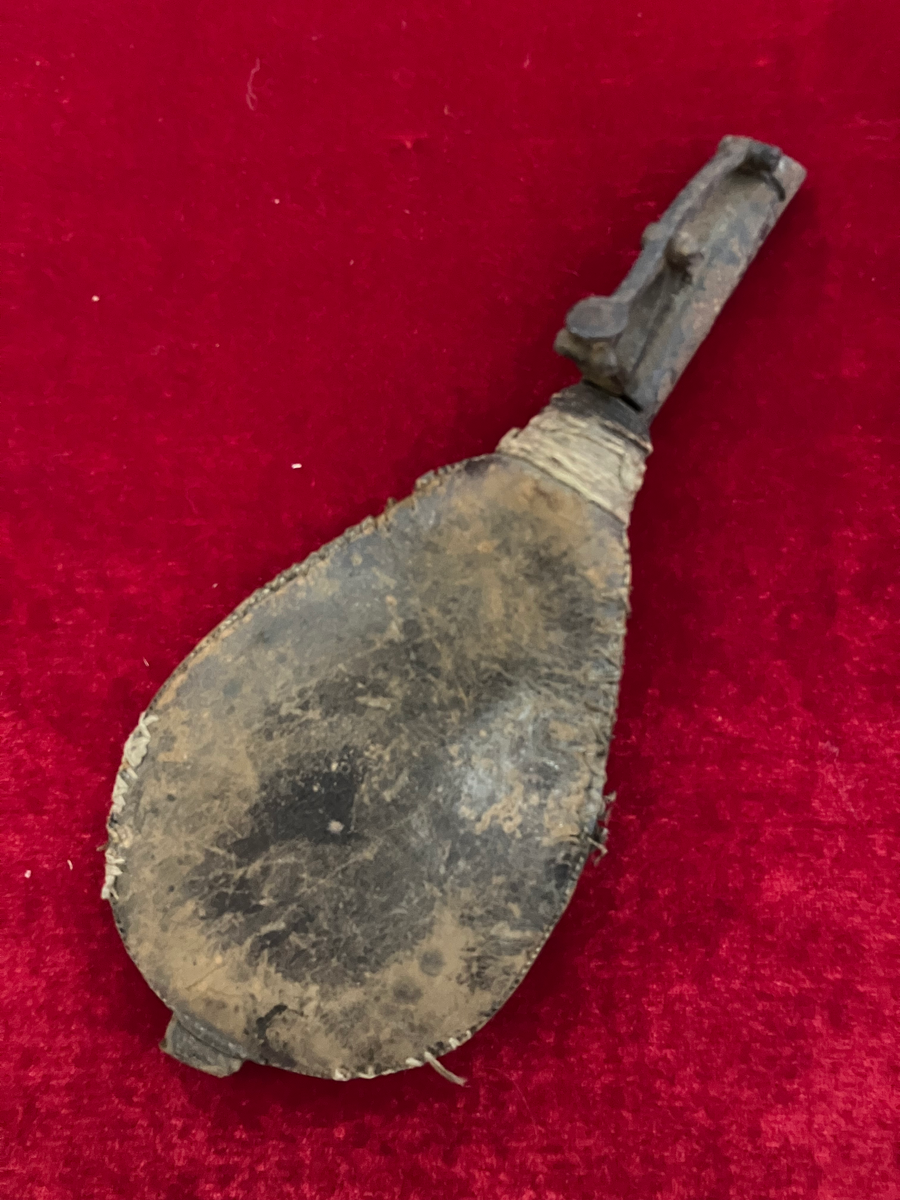 Antique Leather Shot Flask (Damaged) , photo 1 of 4
