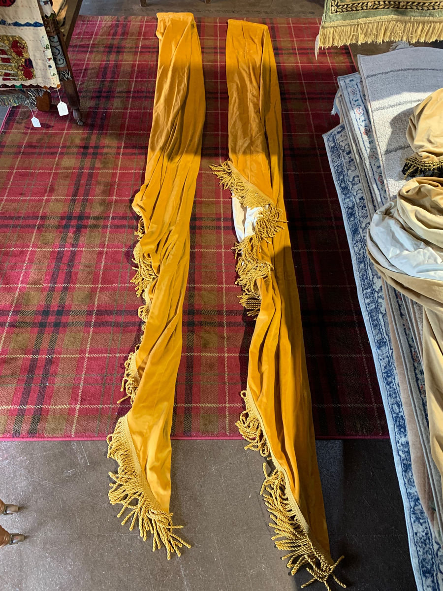 Gold Velour Fringed Window Dressing Swags, photo 1 of 4