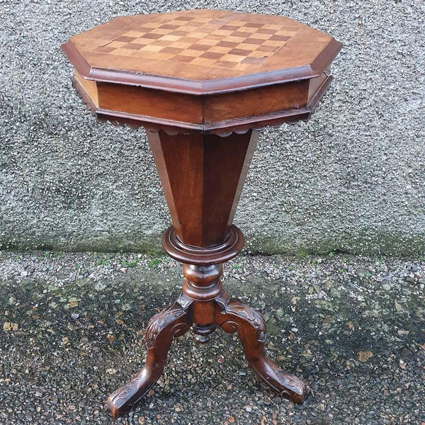 Victorian Trumpet Shaped Chess Sewing Table
