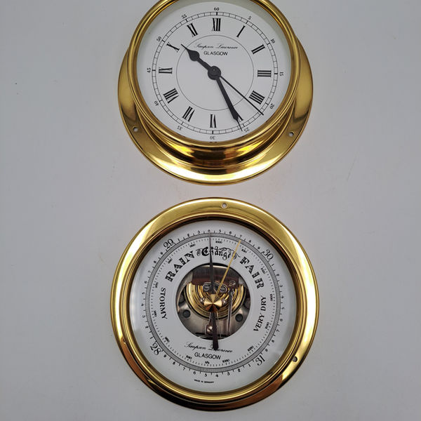 Brass Clock & Barometer by Simpson Lawrence Glasgow