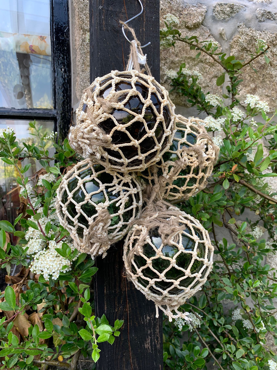 Antique Blown Glass Fishing Floats. New Nets made by local retired fisherman, photo 1 of 6