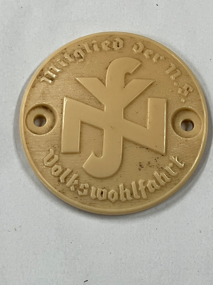 Third Reich Nazi Germany Bakelite National Socialist Peoples Welfare Badge, photo 1 of 3