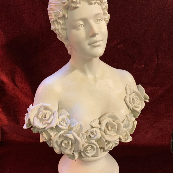 Large Female Resin Bust Adourned with Roses. Made by Past Times