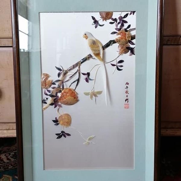 Oriental hand crafted shadow box wall hanging