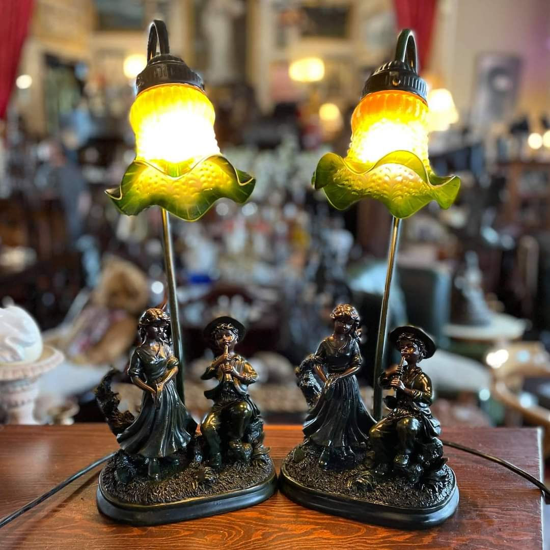 Beautiful Widdop Bingham & Co Art Deco Style Lamps with Glass Shades, photo 1 of 7