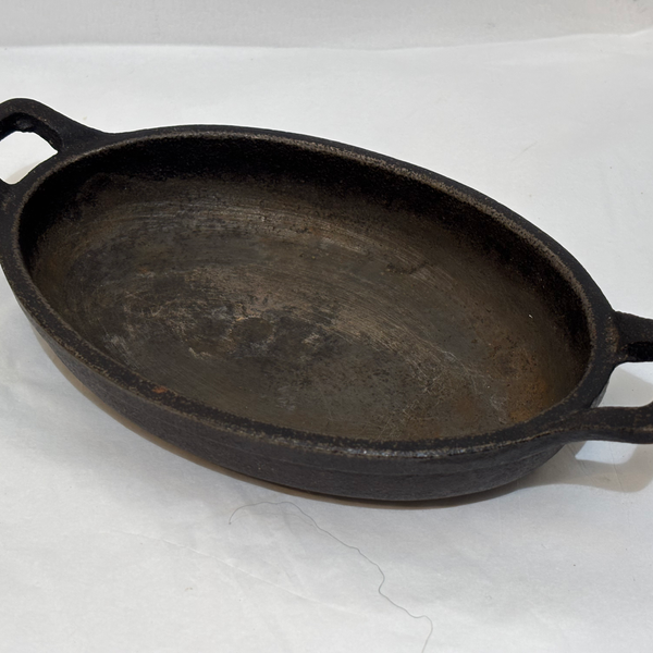 Vintage Cast Iron Mini Oval Skillet Pan with Handles Both Ends