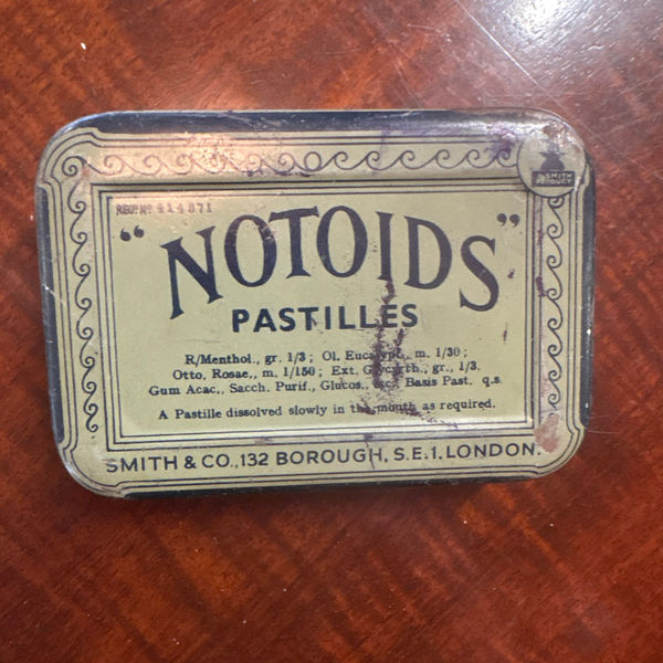 Antique Tin “Notoids Throat Pastels”