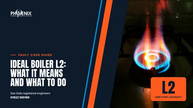 Ideal boiler L2 fault code guide: a gas flame, with the L2 ignition lockout code