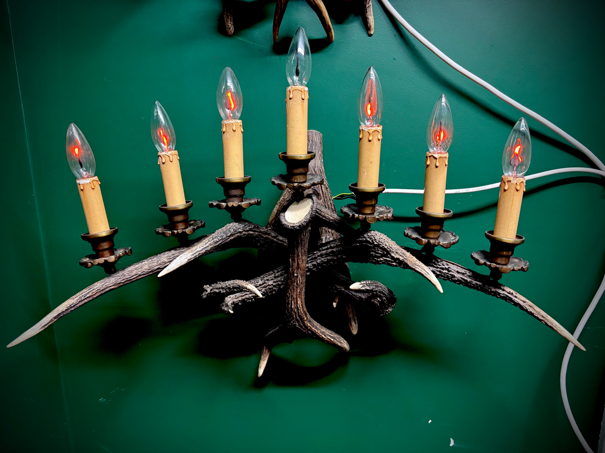 Stag Deer Real Antler Wall Sconce in Style of David Hunt (No makers mark) Seven , photo 1 of 5