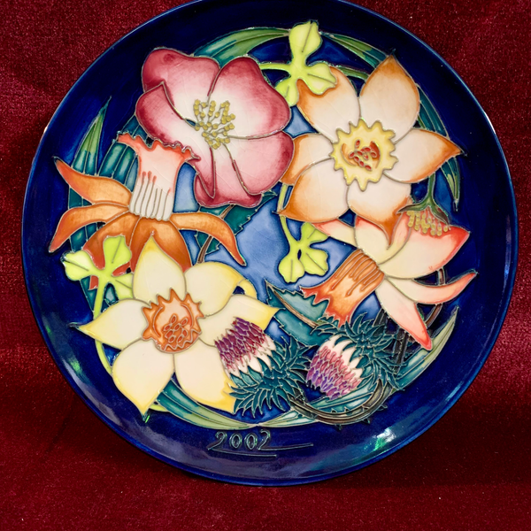 Moorcroft Pottery Golden Jubilee plate from 2002.