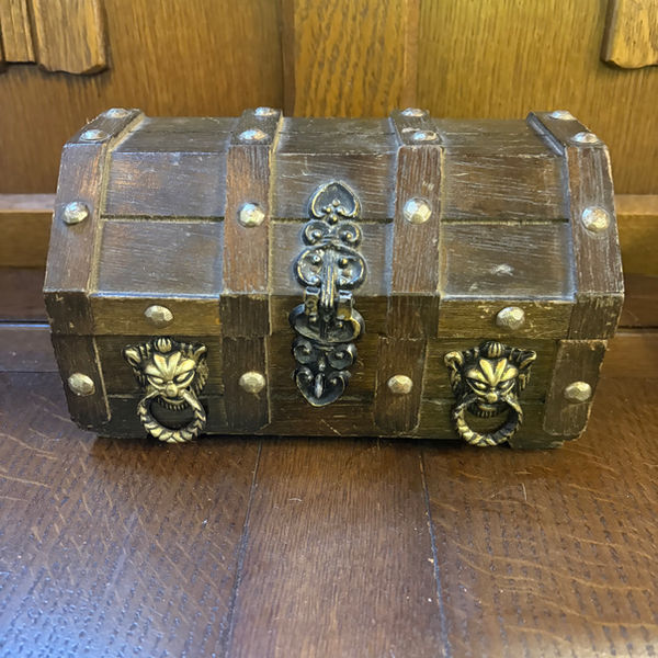 Vintage Miniature Treasure Chest Jewellery Box