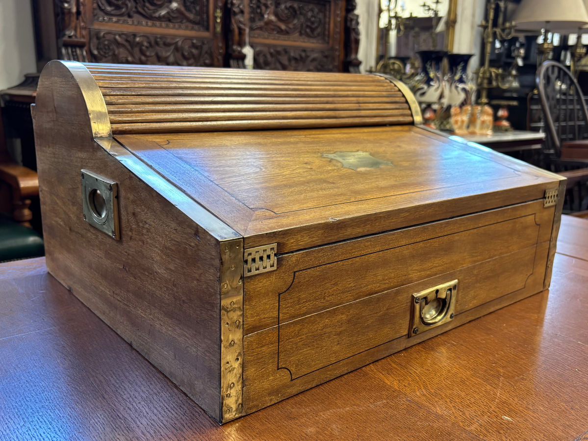 Colonial Style Tambour Writing Slope in Camphor Wood With Secret Compartments , photo 1 of 7