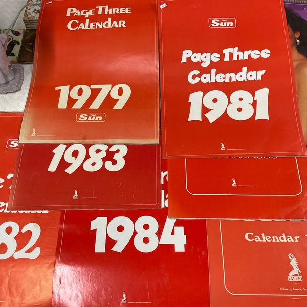 Sun Page 3 Calendar 1989. Front cover missing. All months intact. Also avail