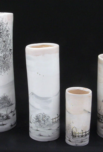 Vases collection Rurale, noir et or, quatre dimensions, trois coloris