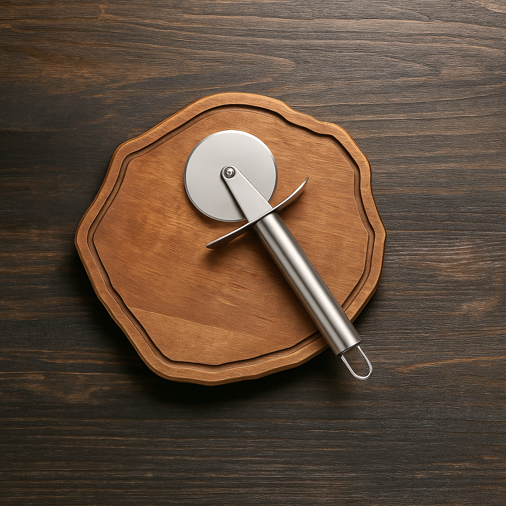 Pizza Cutter with Rolling Wheel Ergonomic Handle & Smooth Rotating Blade