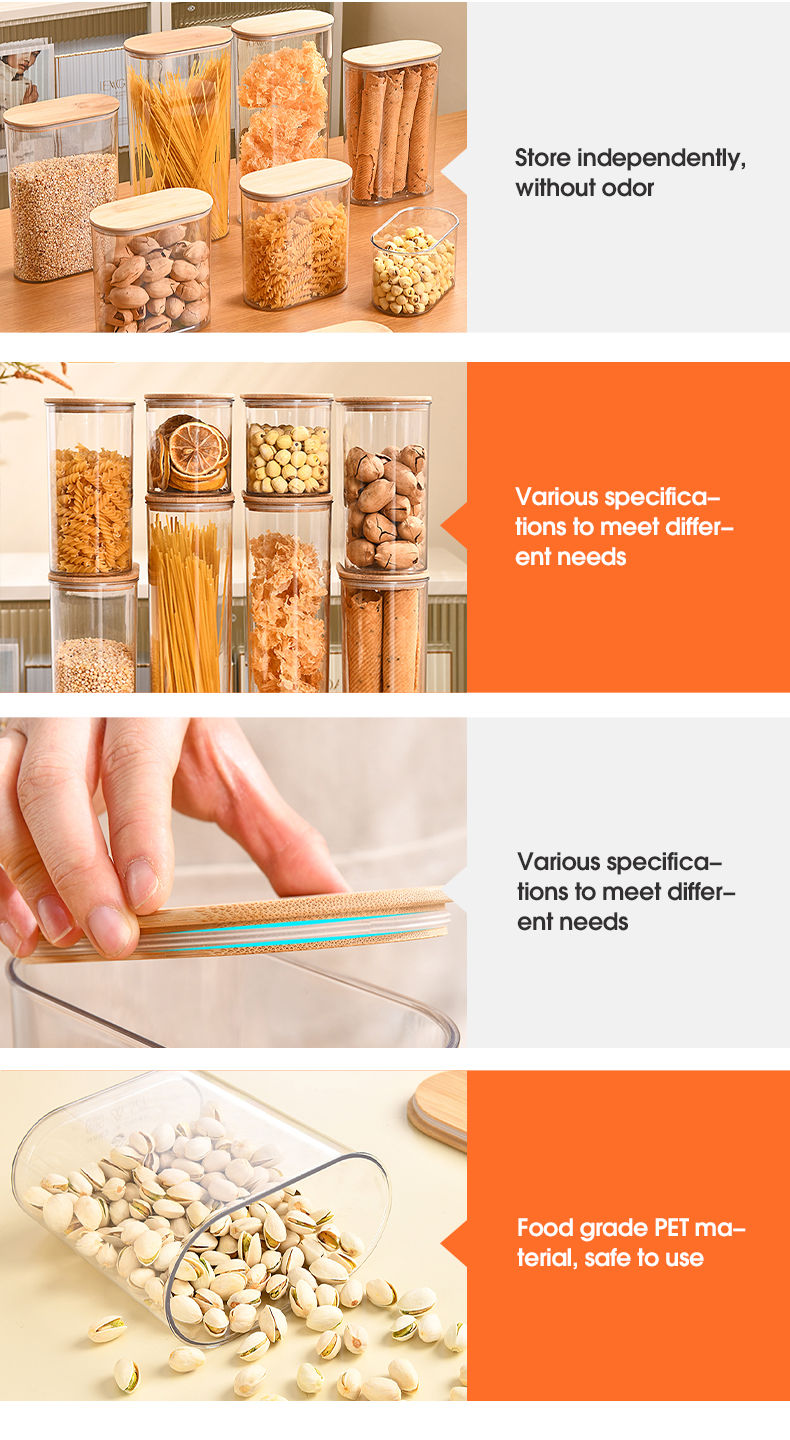 Thumbnail: 1pcs High Quality Material Bamboo Cover Airtight Food Storage Container (1L)