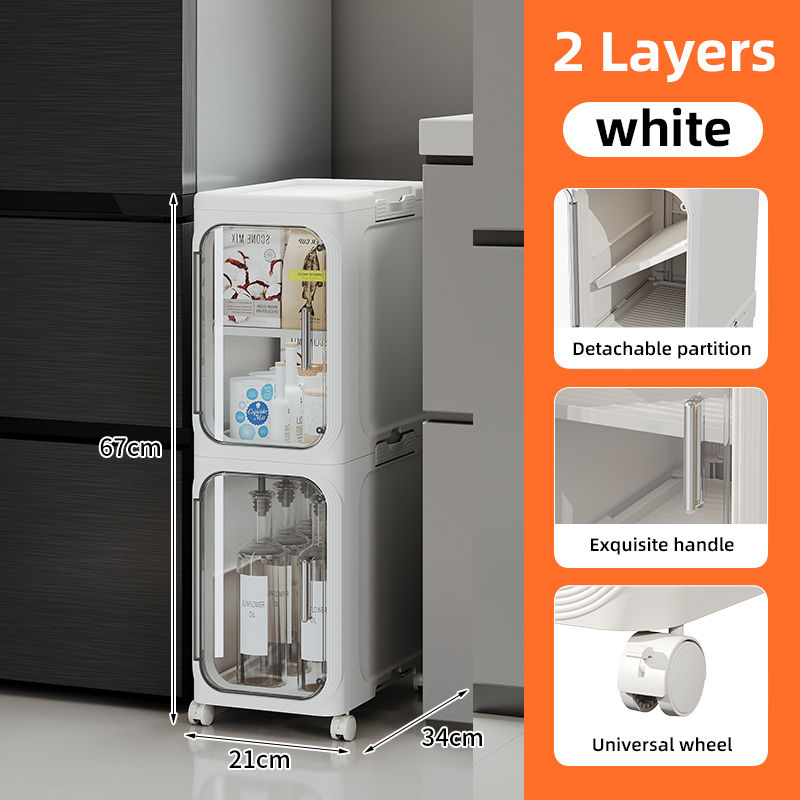 Thumbnail: 1pcs Ultra Premium Multi-layer Transparent Door Storage Cabinet With Wheels