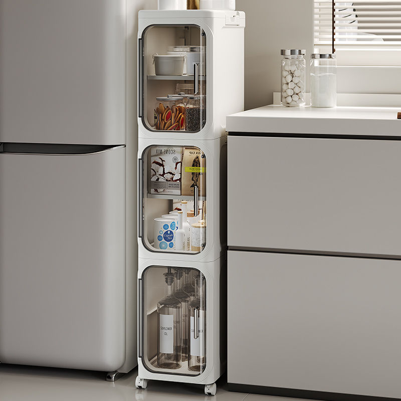 Thumbnail: 1pcs Ultra Premium Multi-layer Transparent Door Storage Cabinet With Wheels