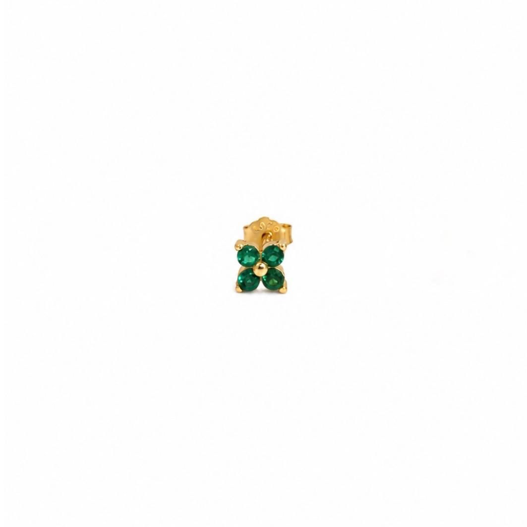 Four Petal Flower Green Stud