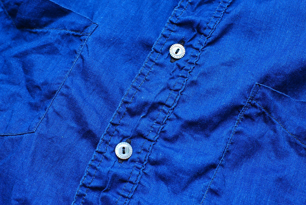 Thumbnail: Sugar Cane Fiction Romance 3 oz Indigo Cotton Linen Shirt XL