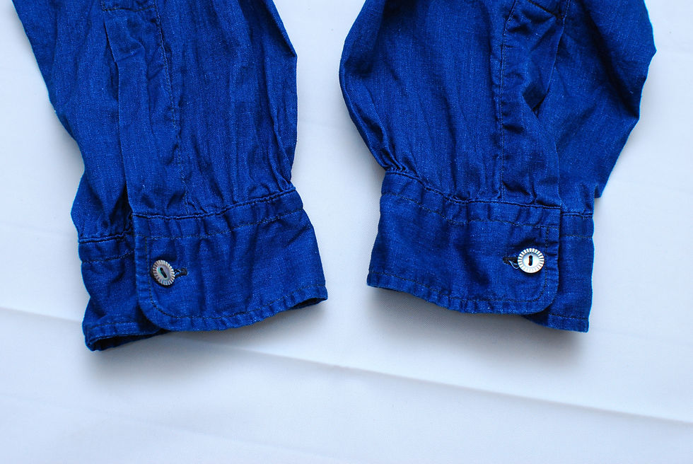 Thumbnail: Sugar Cane Fiction Romance 3 oz Indigo Cotton Linen Shirt XL