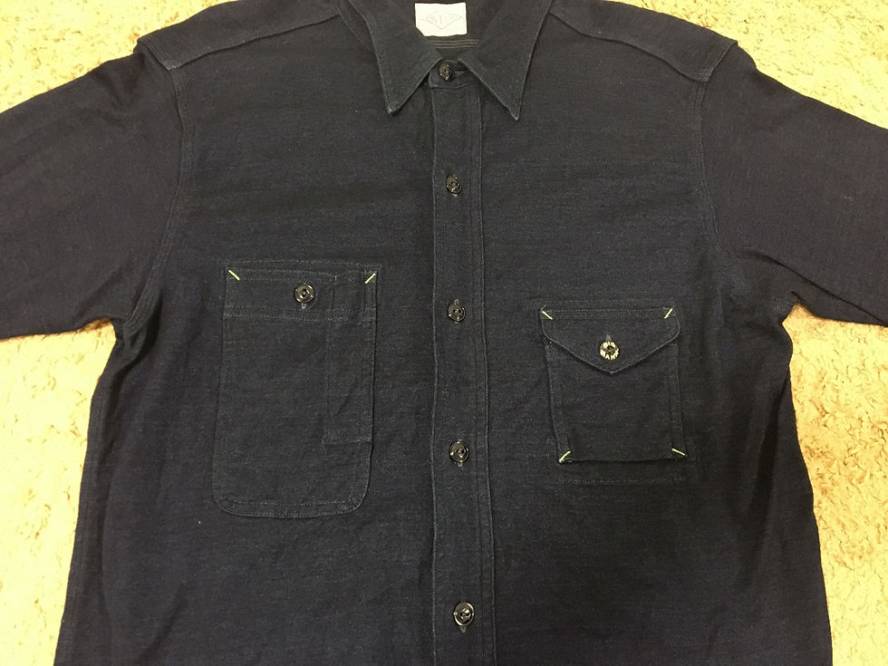 Thumbnail: 1930s Vintage Repro BIG YANK Indigo Dye Jersey Knit Shirt 15 1/2