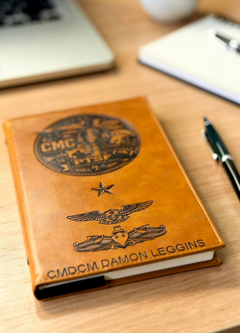 Thumbnail: Engraved Leather Notebook – Military Style