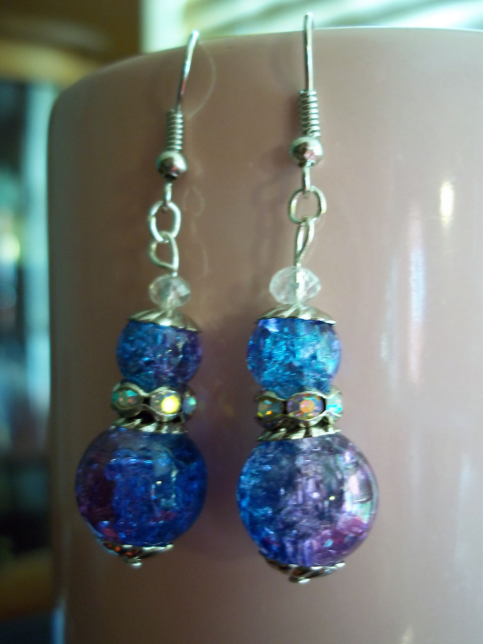 Thumbnail: Purple and blue sparkly earrings