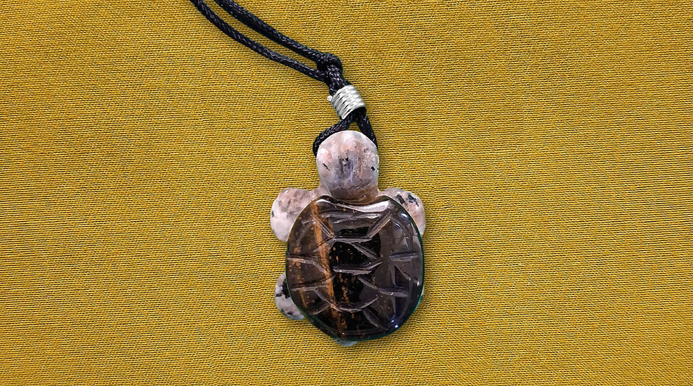 Miniature : Pendentif Pierre • Tortue • Oeil De Tigre