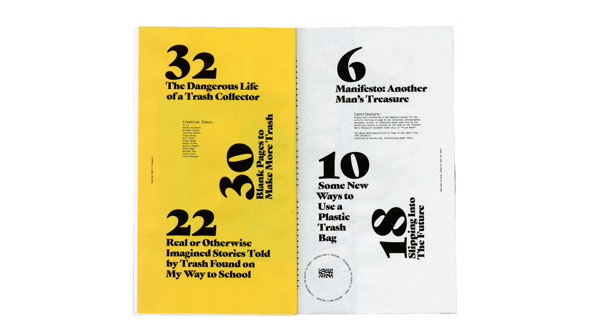 magazine table of contents spread