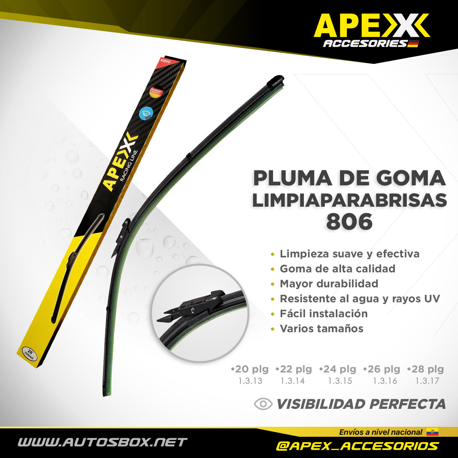 PLUMA DE GOMA LIMPIAPARABRISAS 806