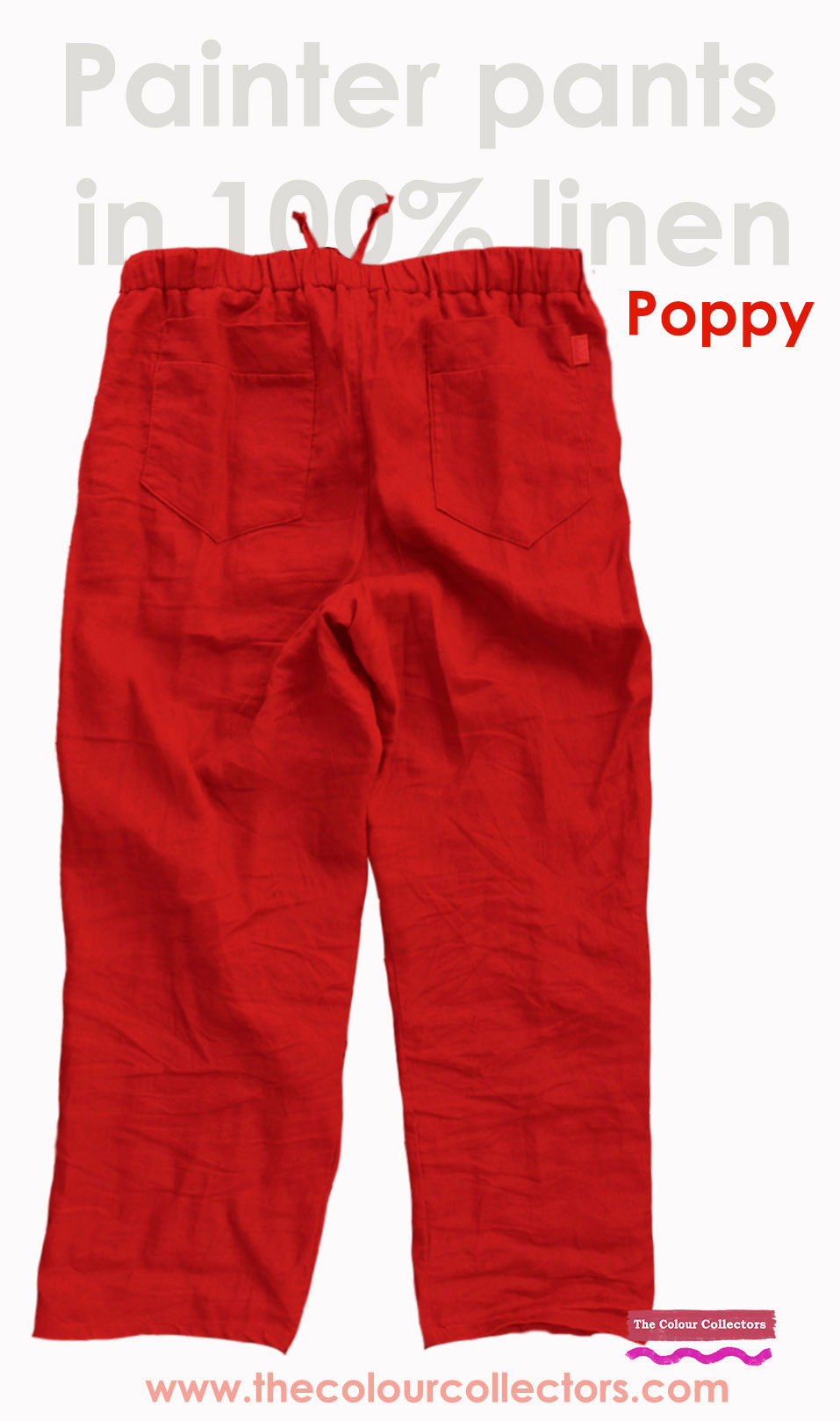 Thumbnail: The Painter Pants 100% Linen (Poppy red)