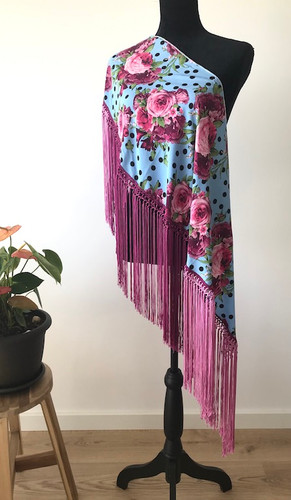 【新着】スタンダードシージョ✴︎ミックスフレコ 水色xバラ柄シージョ（ツートーンフレコ） | designer's flamenca