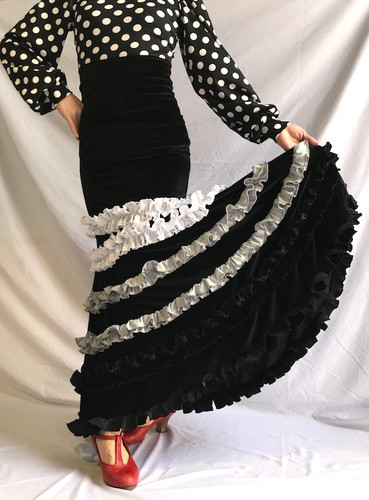 フラメンコ デザイナーズファルダ ブラック 6段ボランテ スカート フラメンコ デザイナーズファルダ ブラック 6段ボランテ