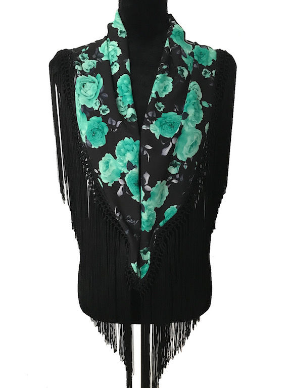 エメラルドグリーンバラジョーゼットシージョ(ブラックフレコ)