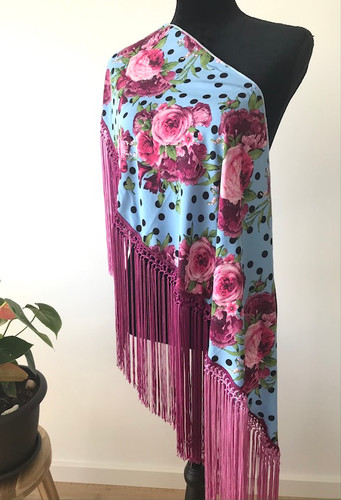 水色xバラ柄シージョ（ツートーンフレコ） | designer's flamenca