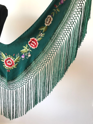 フェミニン刺繍】マントンシージョ ダークグリーン 2way
