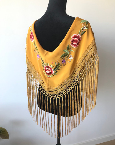 フェミニン刺繍】マントンシージョ マスタード 2way