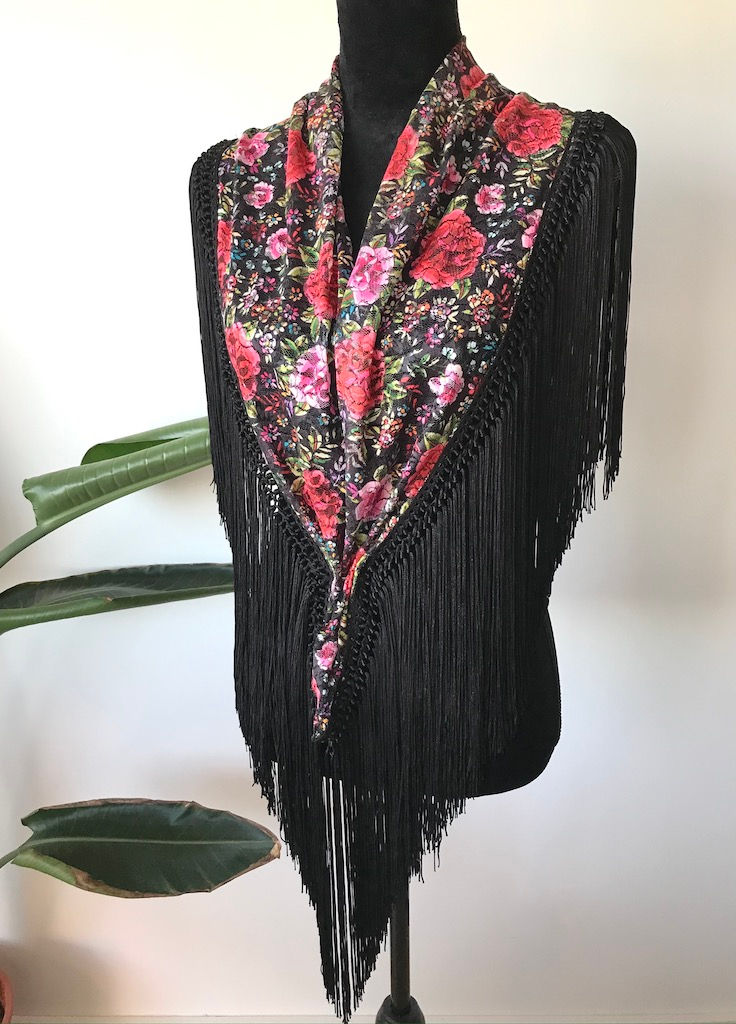 フラメンコ マントンシージョ ロングサイズ マントン柄レース ブラックフレコ マントン柄ブラックレース ワインレッドフレコマントンシージョ