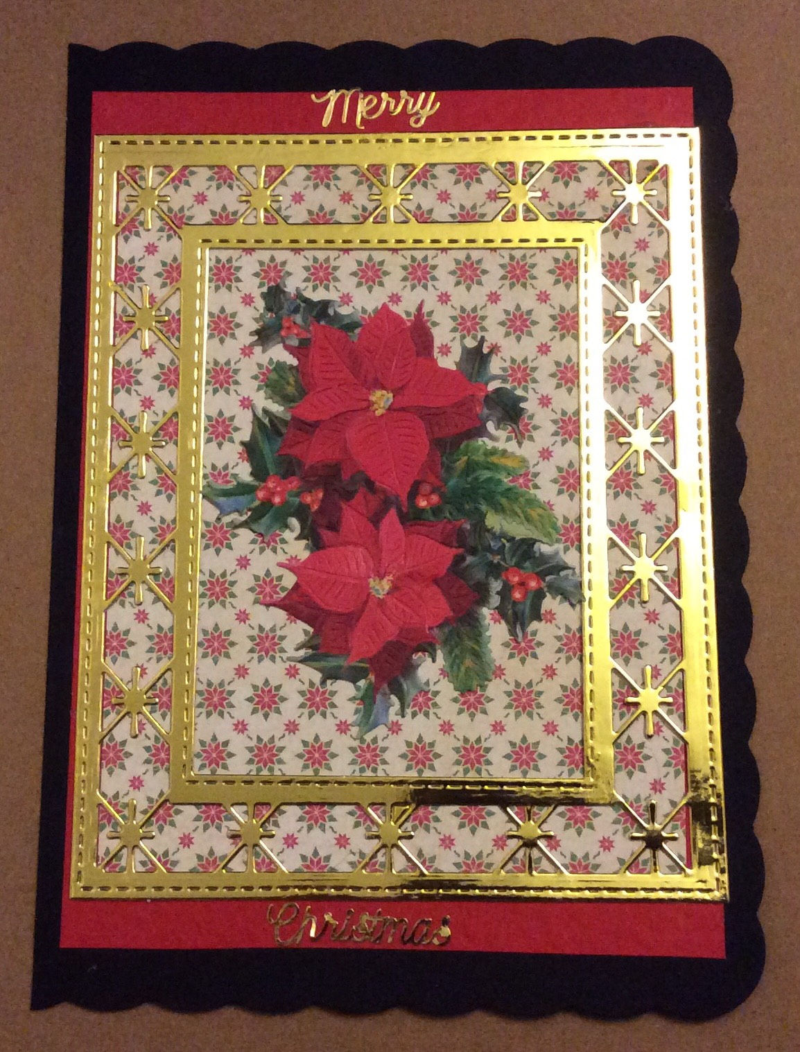 Poinsettia Handmade Card A5