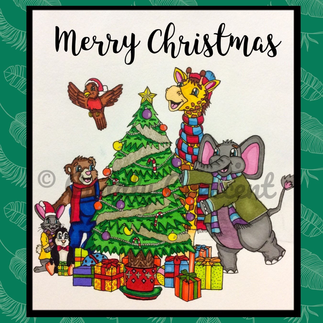 Christmas Greetings (Green) Card A6